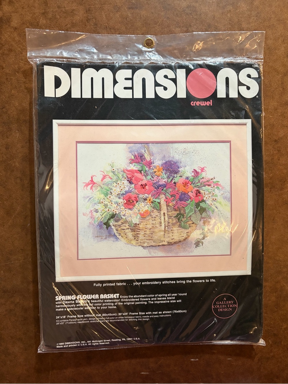 Vintage- Dimensions- 1989 Spring Flower Basket Crewel Kit